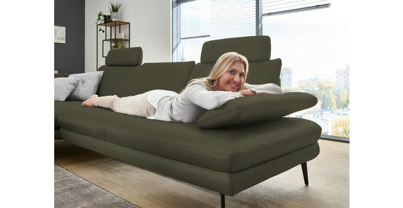 ECKSOFA in Echtleder Grün 180/310 cm - Schwarz/Grün, Design, Leder/Metall (180/310cm) - Dieter Knoll