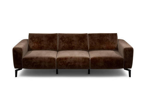 3-SITZER-SOFA in Samt Braun  - Schwarz/Braun, Design, Textil/Metall (250/86/86-94cm) - SENSOO