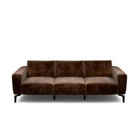 3-SITZER-SOFA in Samt Braun  - Schwarz/Braun, Design, Textil/Metall (250/86/86-94cm) - SENSOO