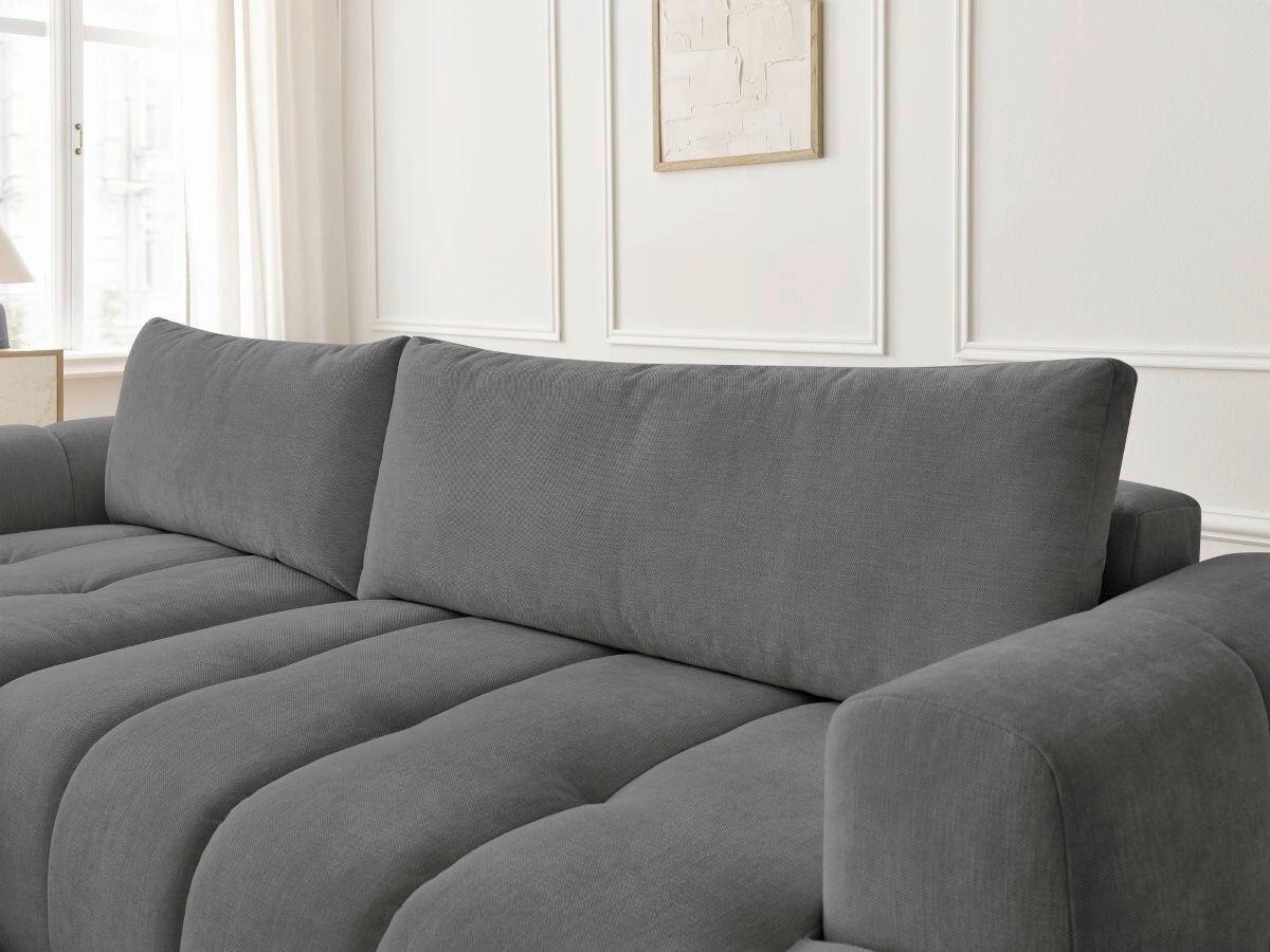 ECKSCHLAFSOFA FUJI Leinenoptik Dunkelgrau  inkl.  - Dunkelgrau/Schwarz, MODERN, Kunststoff/Textil (160/292cm)
