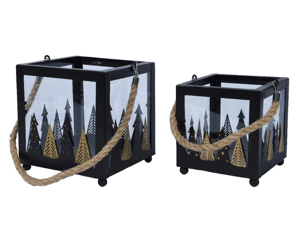 LATERNE - Klar/Schwarz, KONVENTIONELL, Metall (13,00/13,00/14,50cm) - X-Mas