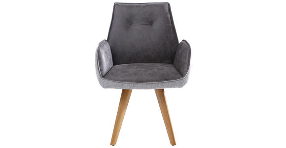 ARMLEHNSTUHL in Grau, Eichefarben - Eichefarben/Grau, Design, Holz/Textil (65/89/60cm) - Venda