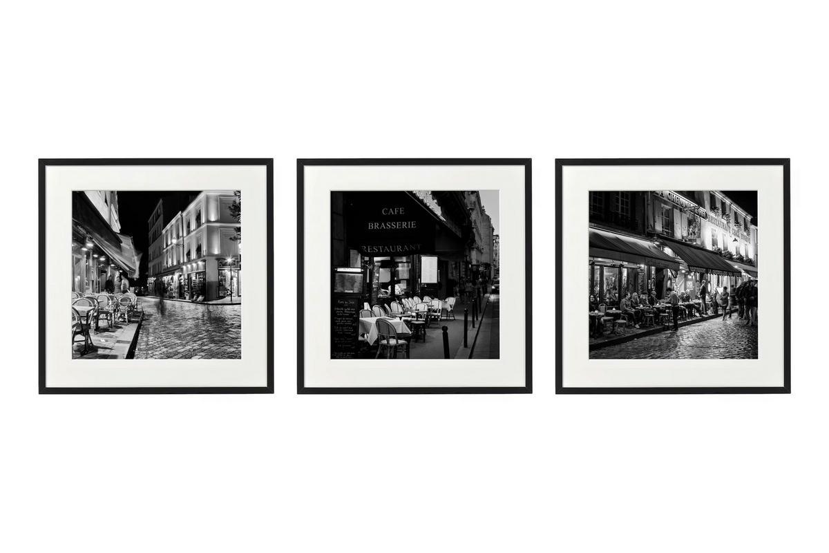 KÉP SZETT 30/30/2.5 cm  - fekete/fehér, Basics, faalapú anyag/üveg (30/30/2.5cm)