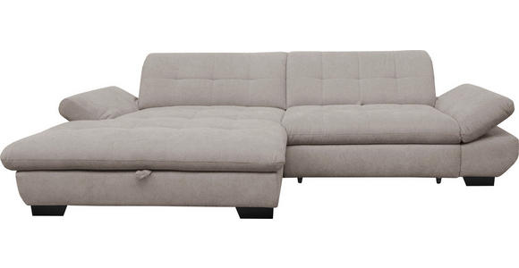 ECKSOFA in Mikrofaser Hellgrau  - Hellgrau/Schwarz, Design, Textil/Metall (198/290cm) - Xora