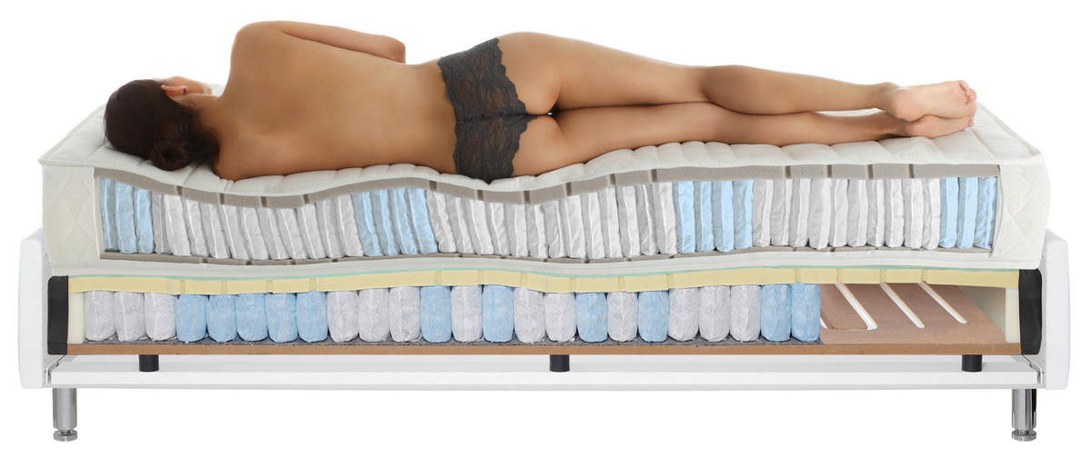 BOXSPRINGBETT 180/200 cm  in Beige  - Beige/Schwarz, Design, Kunststoff/Textil (180/200cm) - RUF Betten