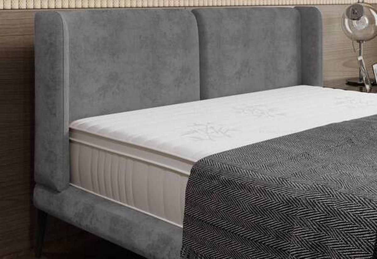 POLSTERBETT gepolstertes Kopfteil 180/200 cm  in Grau  - Schwarz/Grau, MODERN, Textil/Metall (180/200cm) - Livetastic