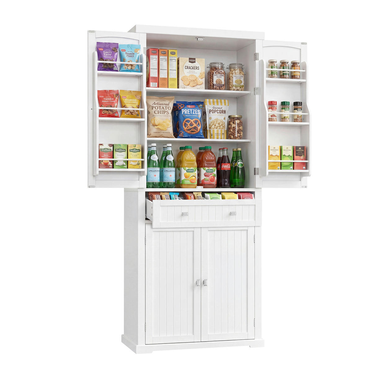 MEHRZWECKSCHRANK 76/182,1/40 cm,  in Weiß  - Weiß/Nickelfarben, Trend, Holzwerkstoff/Metall (76/182,1/40cm) - Boxxx