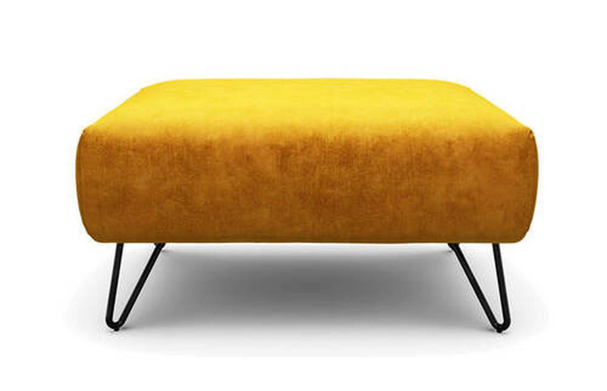 HOCKER in Textil Gelb  - Gelb/Schwarz, Design, Textil/Metall (90/70/46cm) - SENSOO