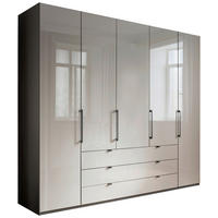 ARMOIRE in Grau, Hellgrau  - Schieferfarben/Hellgrau, Konventionell, Glas/Holzwerkstoff (250/236/58cm) - Novel
