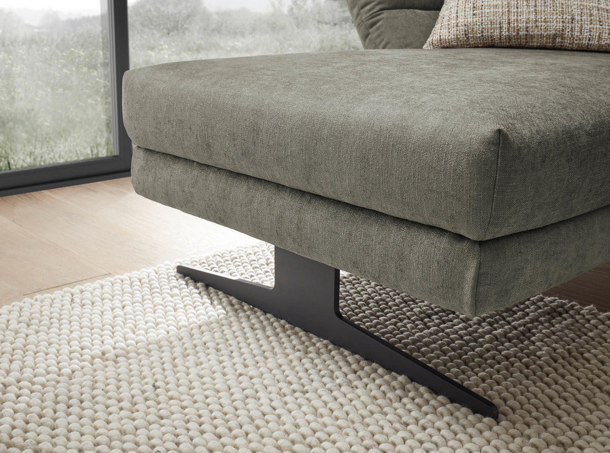 ECKSOFA in Flachgewebe Grün  - Schwarz/Grün, Design, Textil/Metall (176-217/279-327cm) - Dieter Knoll