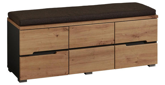 GARDEROBENBANK 120/48/38 cm - Eichefarben/Graphitfarben, Design, Holzwerkstoff/Textil (120/48/38cm) - Voleo