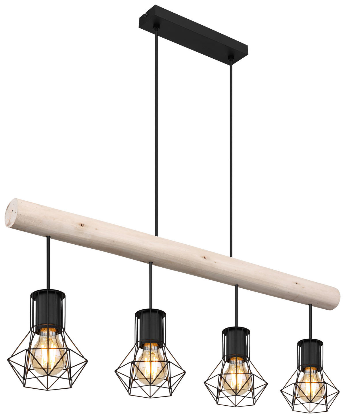 ZÁVĚSNÉ SVÍTIDLO, 100/15/120 cm  - černá/přírodní barvy, Design, kov/dřevo (100/15/120cm) - Novel