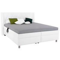 POLSTERBETT Matratze, Lattenrost, Bettkasten 180/200 cm  in Weiß  - Birkefarben/Silberfarben, KONVENTIONELL, Holz/Textil (180/200cm) - Esposa