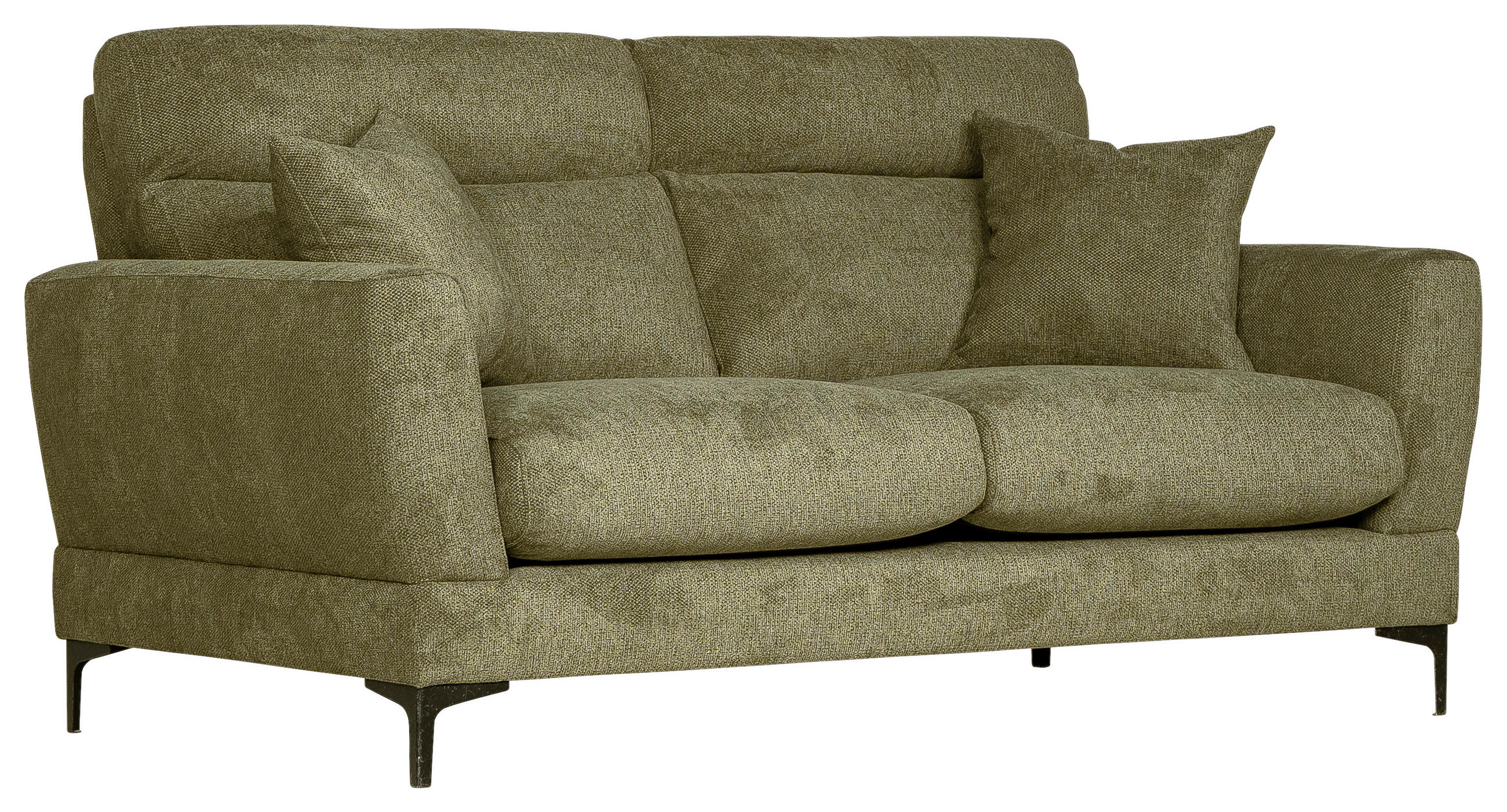 2-SITS SOFFA i trä, metall, textil olivgrön  - olivgrön/svart, Klassisk, metall/trä (185/98/101cm) - Novel