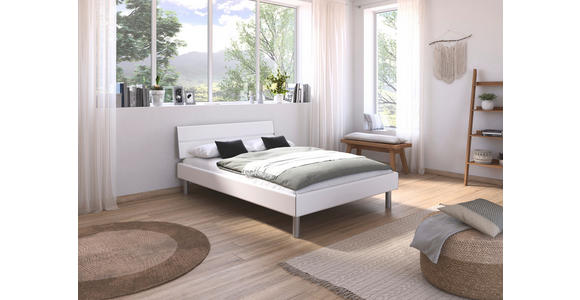 BETT 140/200 cm in Weiß - Alufarben/Weiß, Design, Holzwerkstoff/Metall (140/200cm) - Carryhome