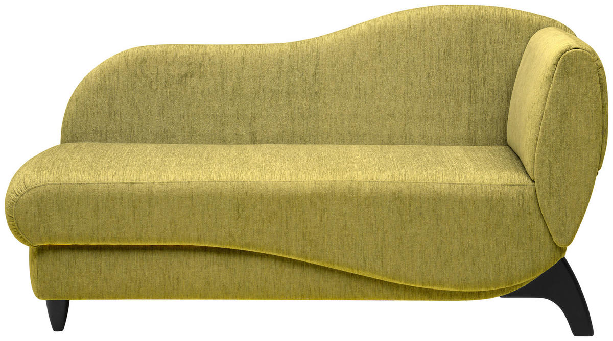 RÉCAMIERE in Webstoff Hellgrün  - Schwarz/Hellgrün, Modern, Holz/Textil (171-190/87/84cm) - Joka