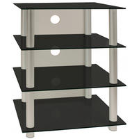 PHONOTISCH 54/70/45 cm  - Silberfarben/Schwarz, KONVENTIONELL, Glas/Metall (54/70/45cm) - MID.YOU