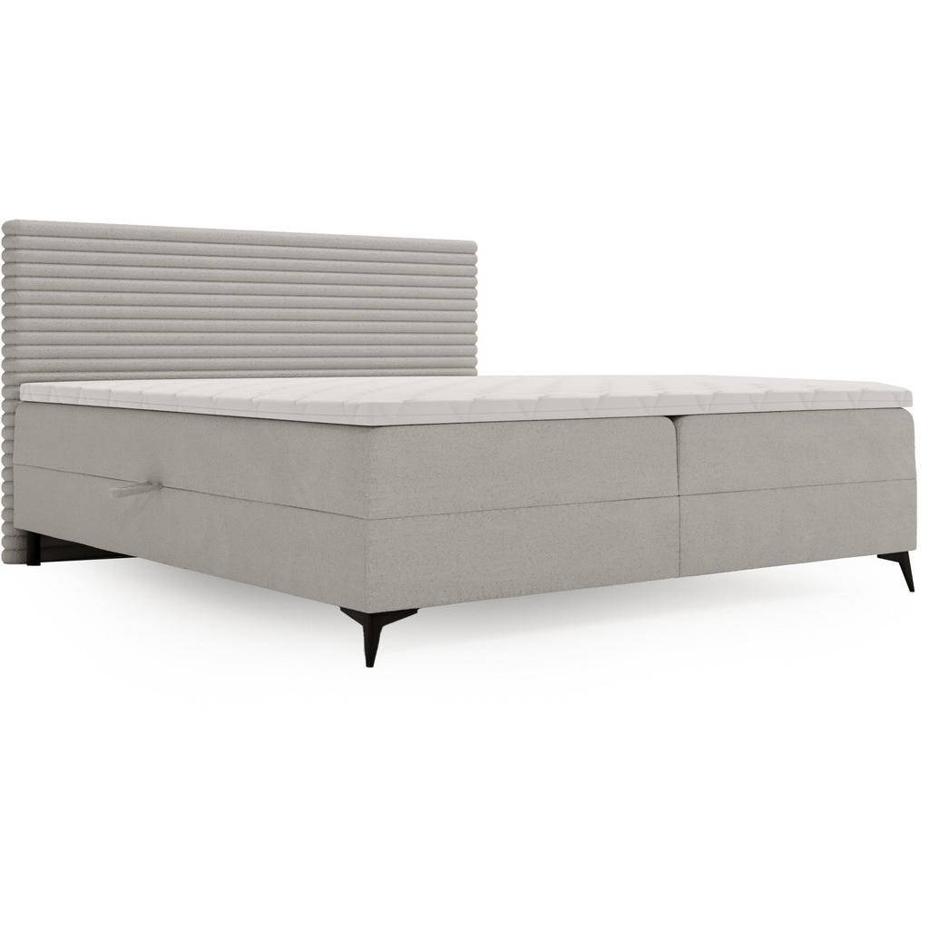 Thumbnail - Xora Boxbett, Grau, Textil, Kiefer, massiv, H3, Höhe ca. 15 cm, 180x200 cm, Bettkasten, gepolstertes Kopfteil, Topper du...