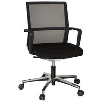 SNURRSTOL  i nätklädsel, flatväv svart  - aluminiumfärg/svart, Modern, metall/textil (57/105/55cm) - MID.YOU