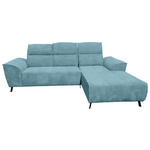 ECKSOFA Türkis Cord Sitzvorzug, Kopfteilverstellung, Rücken echt  - Türkis/Schwarz, KONVENTIONELL, Textil/Metall (290/196cm) - Carryhome