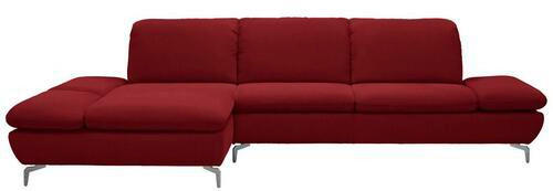 ECKSOFA in Echtleder Rot  - Silberfarben/Rot, Design, Leder/Metall (200/315cm) - Chilliano