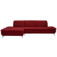 ECKSOFA in Echtleder Rot  - Silberfarben/Rot, Design, Leder/Metall (200/315cm) - Chilliano