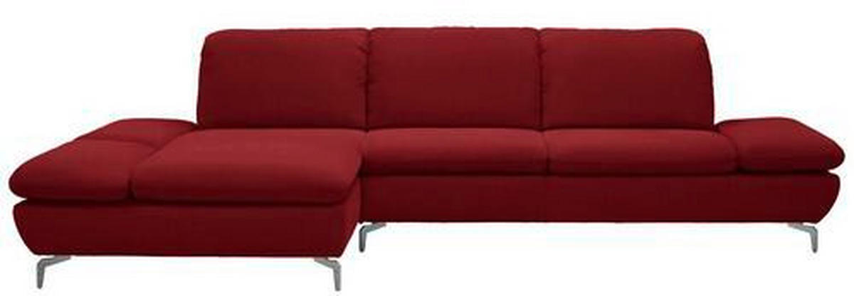 ECKSOFA in Echtleder Rot  - Silberfarben/Rot, Design, Leder/Metall (200/315cm) - Chilliano