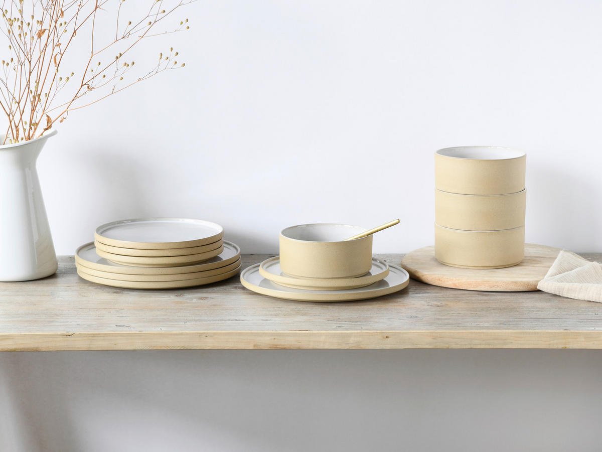 JÍDELNÍ SOUPRAVA, kamenina - bílá/pískové barvy, Trend, keramika - Creatable