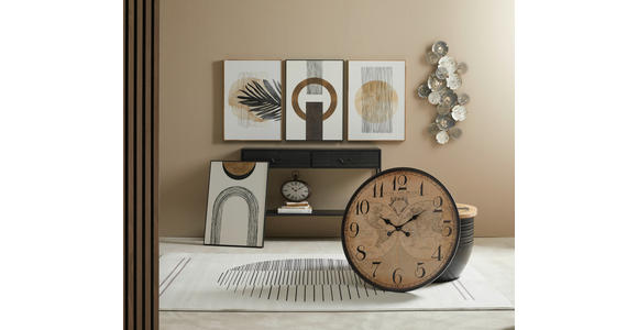 WANDUHR Schwarz, Beige, Rostfarben - Rostfarben/Beige, Basics, Glas/Holz (29/27/5cm) - Ambia Home