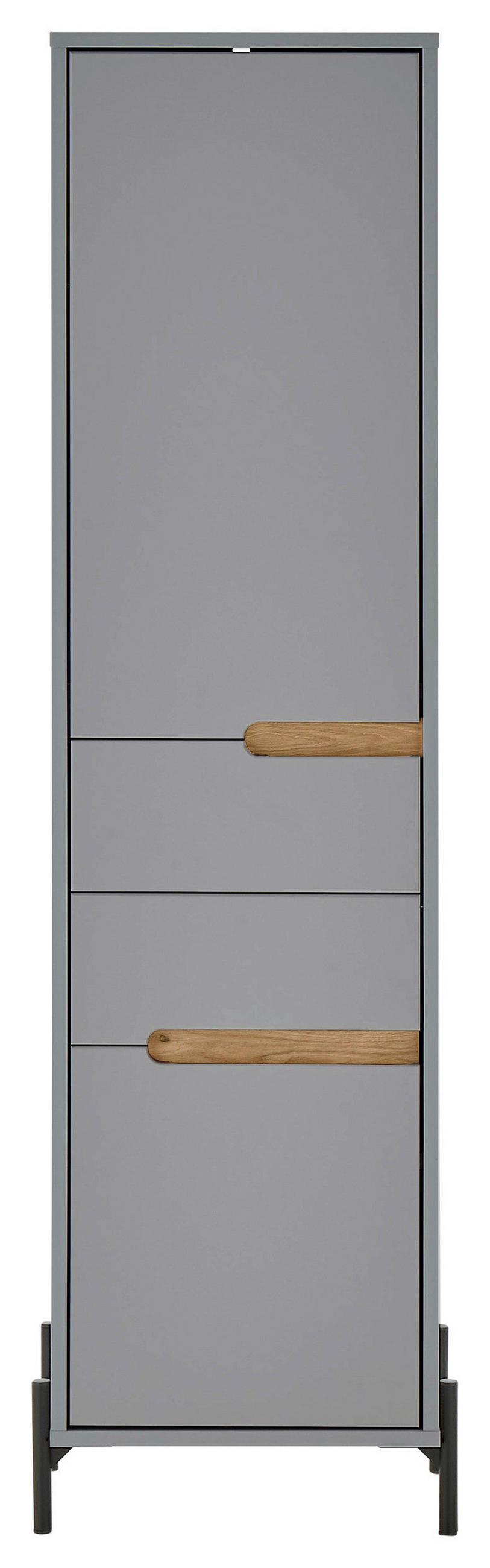 HOCHSCHRANK 40/155/35 cm  - Eichefarben/Hellgrau, Basics, Holzwerkstoff/Metall (40/155/35cm) - MID.YOU