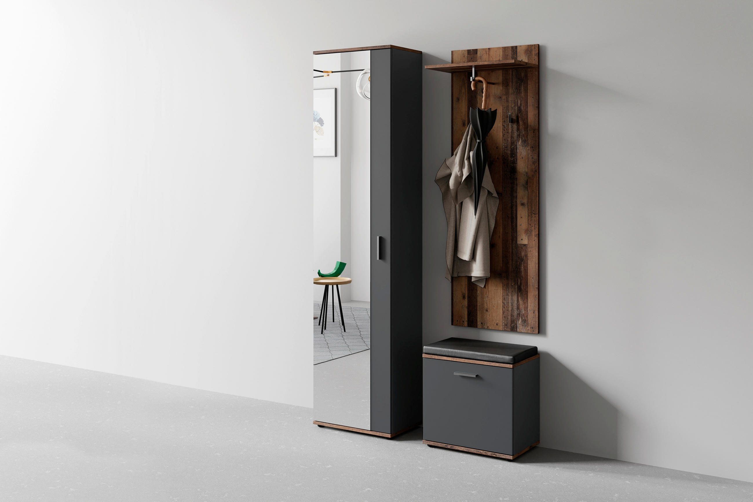 GARDEROBE  in 49/196/30 cm  - Alteiche/Anthrazit, Design, Holzwerkstoff (49/196/30cm) - MID.YOU