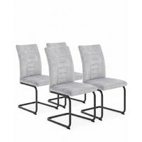 SCHWINGSTUHL-SET 4 Stück erweiterbar Samt, Mikrofaser  - Silberfarben/Schwarz, MODERN, Textil/Metall (49/98/61cm) - MID.YOU