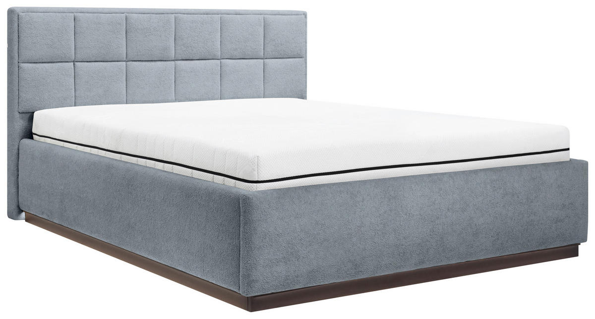 POLSTERBETT 140/200 cm,  in Hellgrau, gepolstertes Kopfteil, Beleuchtung, Lattenrost, Bettkasten,  - Birkefarben/Hellgrau, Design, Holz/Holzwerkstoff (140/200cm) - Chameo