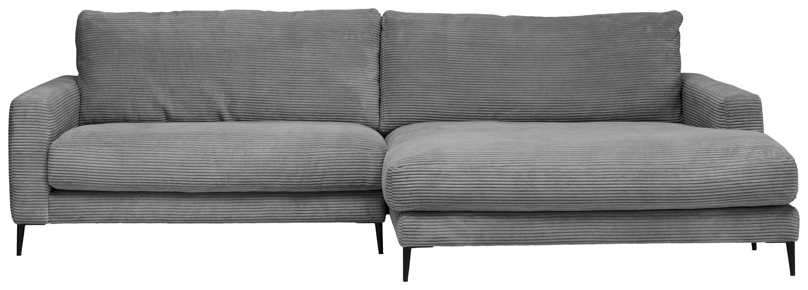 ECKSOFA in Cord Dunkelgrau  - Dunkelgrau/Schwarz, Design, Textil/Metall (272/190cm) - Lomoco