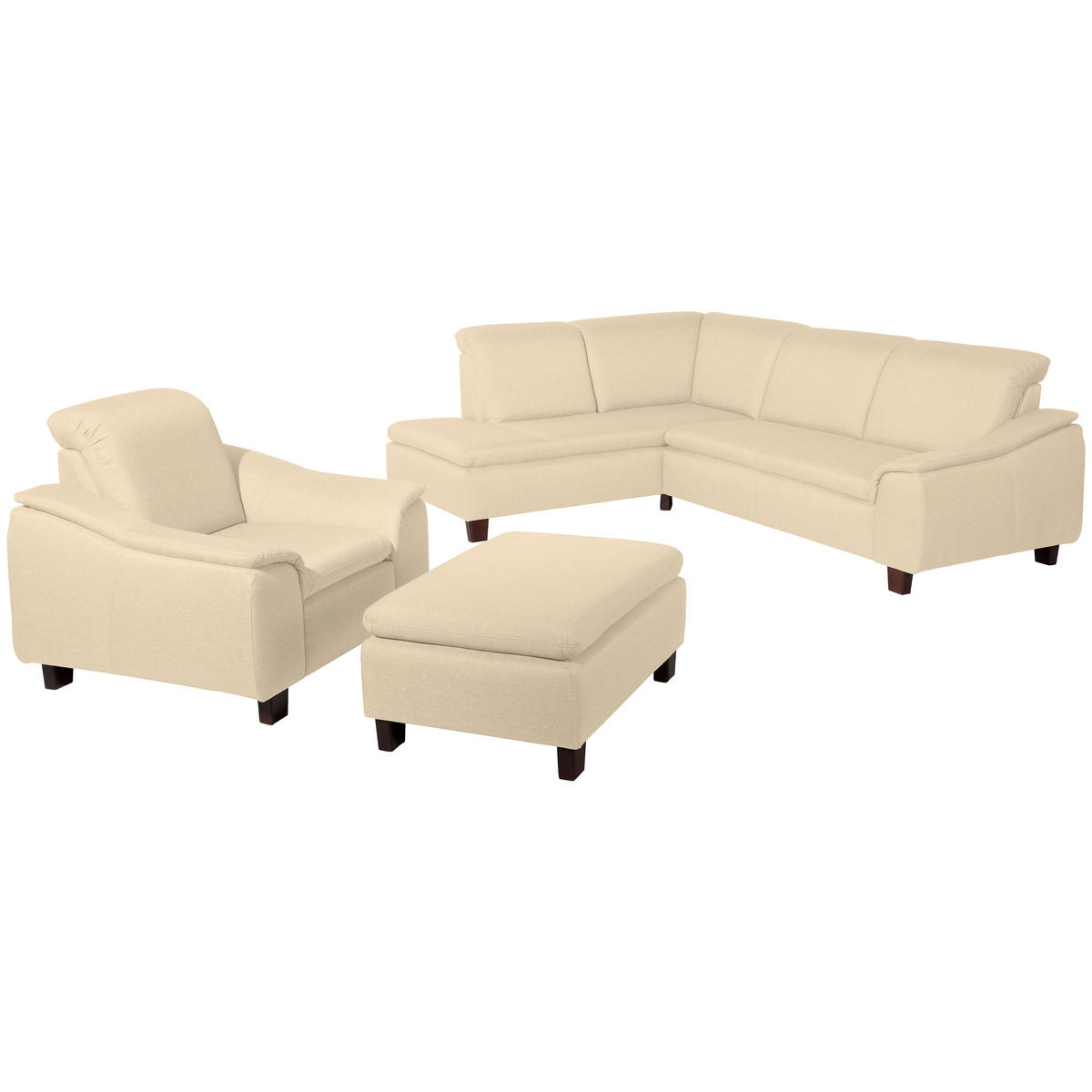 ECKSOFA in Flachgewebe Beige  - Beige/Nussbaumfarben, Design, Holz/Textil (247/82/187cm) - Max Winzer