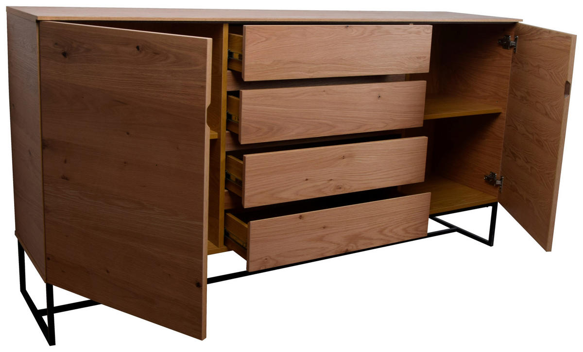 SIDEBOARD 165/86/40 cm  - svart/ekfärgad, Klassisk, metall/trämaterial (165/86/40cm) - home24