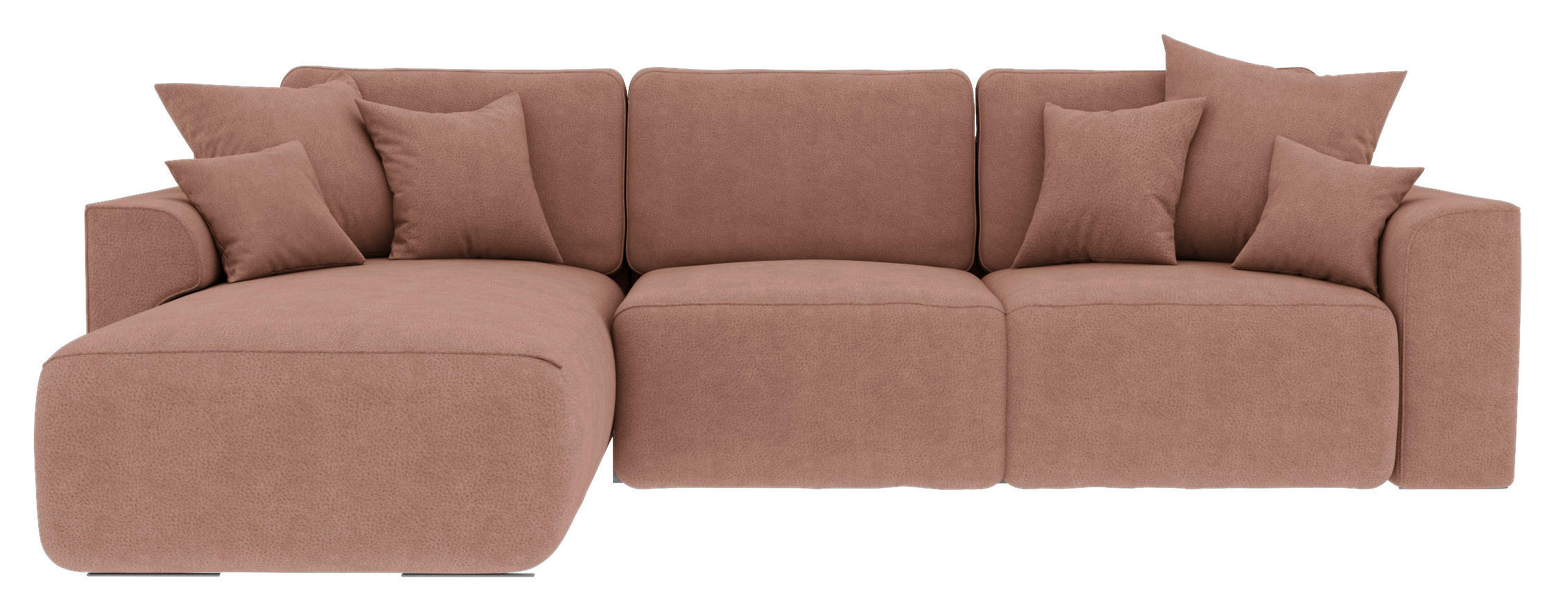 ECKSOFA Taupe Lederlook  - Taupe/Chromfarben, KONVENTIONELL, Kunststoff/Textil (195/293cm) - Carryhome