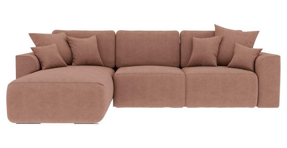 ECKSOFA Taupe Lederlook - Taupe/Chromfarben, KONVENTIONELL, Kunststoff/Textil (195/293cm) - Carryhome