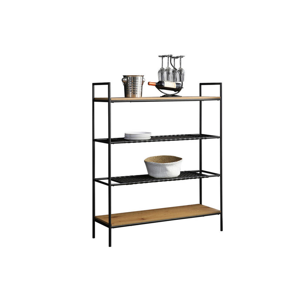 Livetastic REGÁL, černá, přírodní barvy, 110/129/34 cm