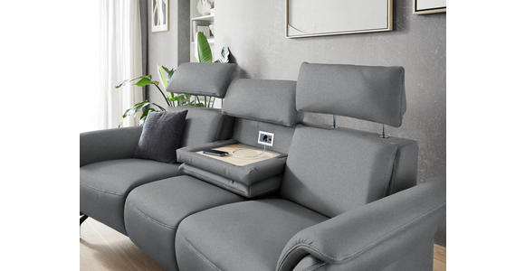 TRAPEZSOFA in Mikrofaser Grau  - Schwarz/Grau, KONVENTIONELL, Textil/Metall (221/103/95cm) - Dieter Knoll