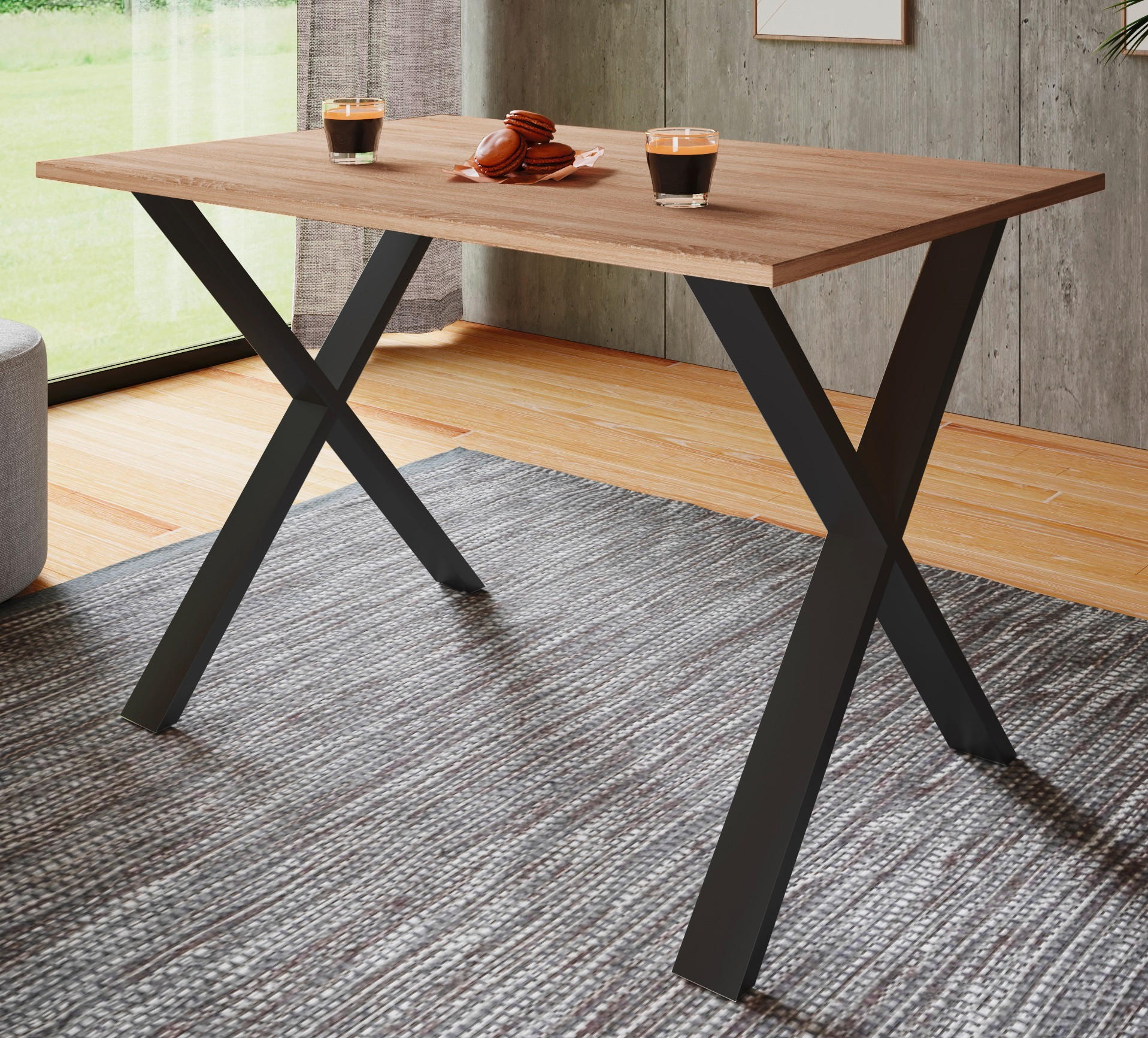 SCHREIBTISCH 160/80/76 cm  in Schwarz, Sonoma Eiche  - Schwarz/Sonoma Eiche, Design (160/80/76cm) - MID.YOU