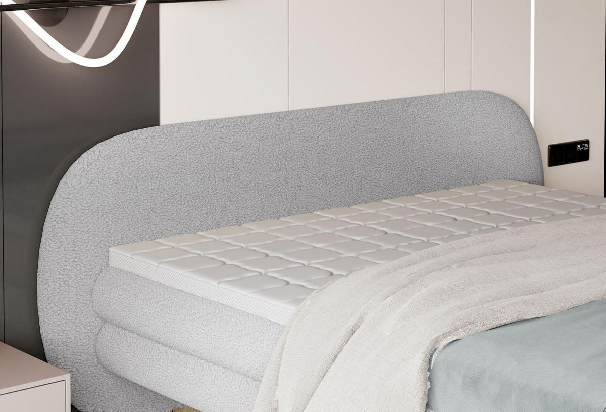 PAT BOXSPRING  in gri deschis  - gri deschis/negru, Modern, metal/textil (228/100/220cm) - Esposa