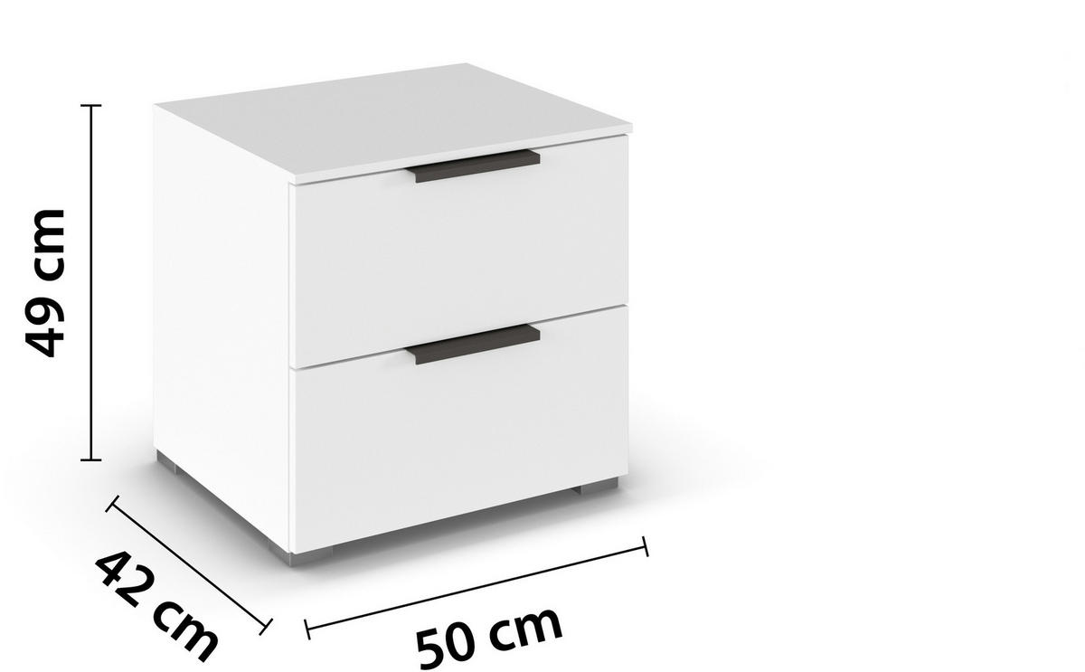 NACHTTISCH 50/49/42 cm  in Weiss  - Weiss/Silberfarben, Trend, Holzwerkstoff/Metall (50/49/42cm) - Novel