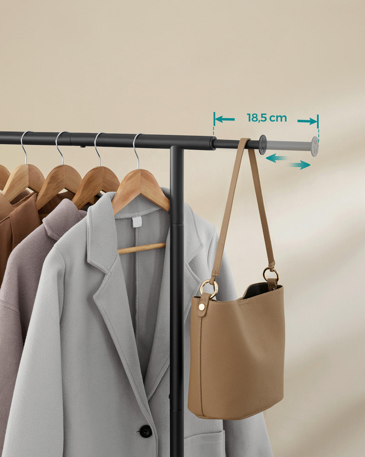 KLEIDERWAGEN in Schwarz 83/156/40 cm   - Schwarz, Basics, Kunststoff/Metall (83/156/40cm)