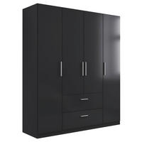 DREHTÜRENSCHRANK  in Dunkelgrau  - Dunkelgrau/Alufarben, KONVENTIONELL, Holzwerkstoff/Kunststoff (181/210/54cm) - home24