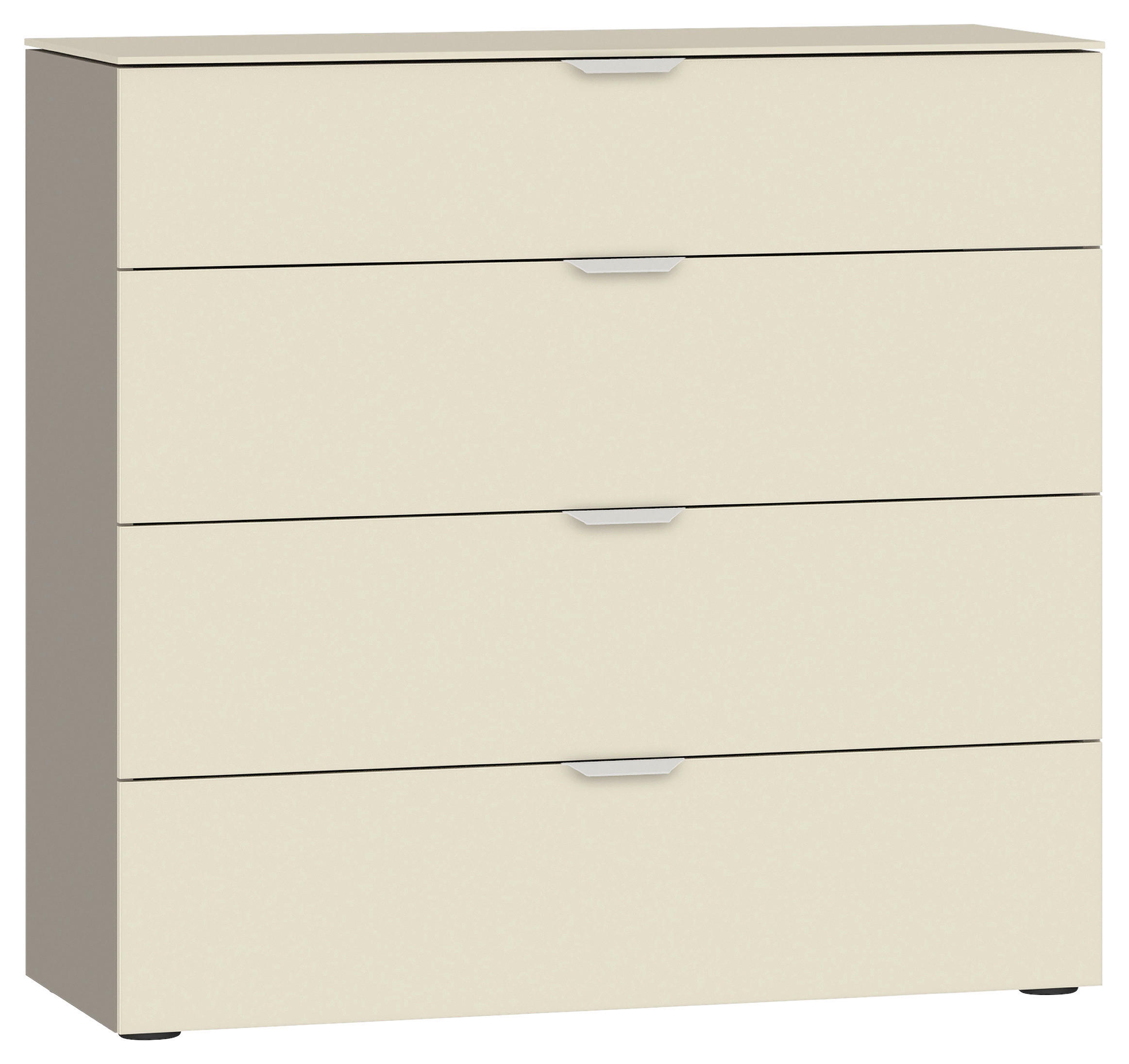 KOMMODE 90/87/43 cm  in Creme, Hellbraun  - Hellbraun/Edelstahlfarben, Design, Glas/Holzwerkstoff (90/87/43cm) - Jutzler