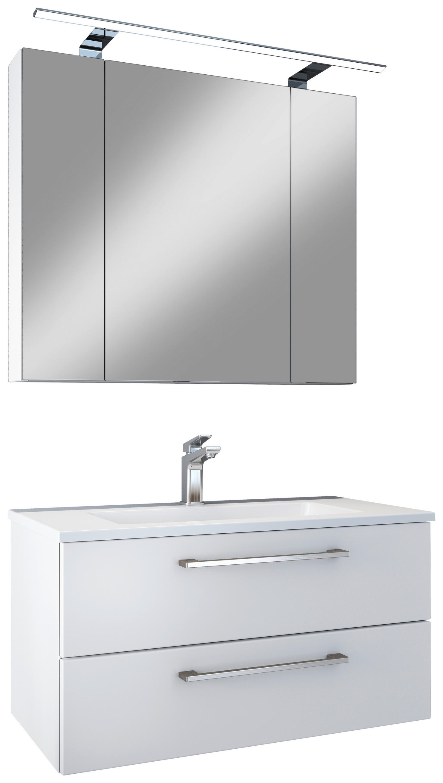 BADEZIMMER 4-teilig  in 80 cm  - Chromfarben/Weiß, Basics, Glas/Keramik (80cm)