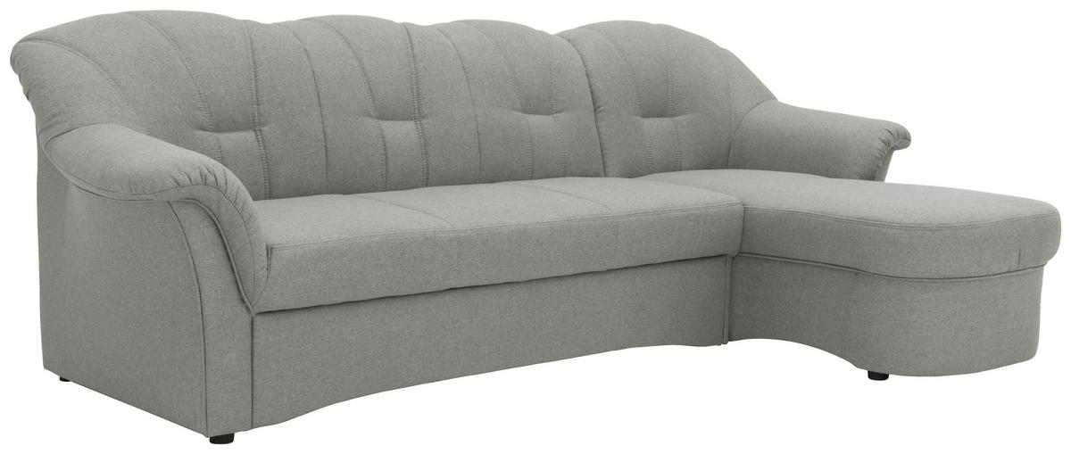 ECKSOFA in Webstoff Silberfarben  233/142 cm  - Silberfarben/Schwarz, KONVENTIONELL, Kunststoff/Textil (233/142cm) - MID.YOU