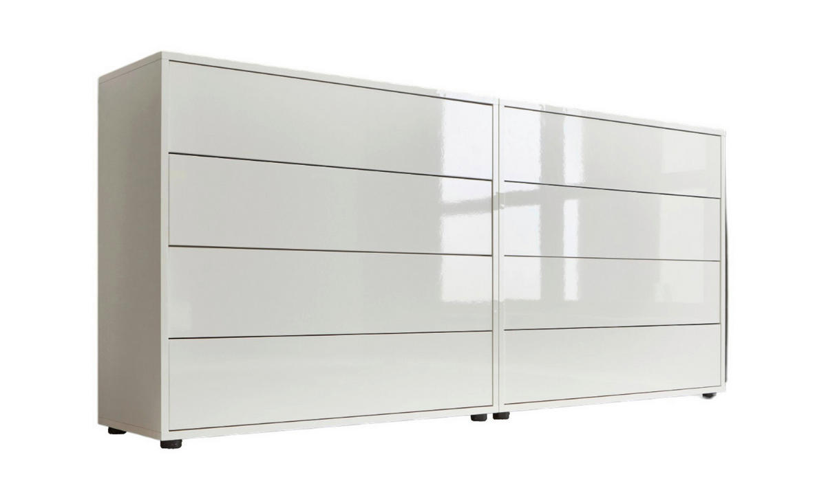 ŠIROKÁ KOMODA, bílá, vysoce lesklá bílá, 158/73/33 cm - bílá/černá, Moderní, kompozitní dřevo/plast (158/73/33cm) - MID.YOU