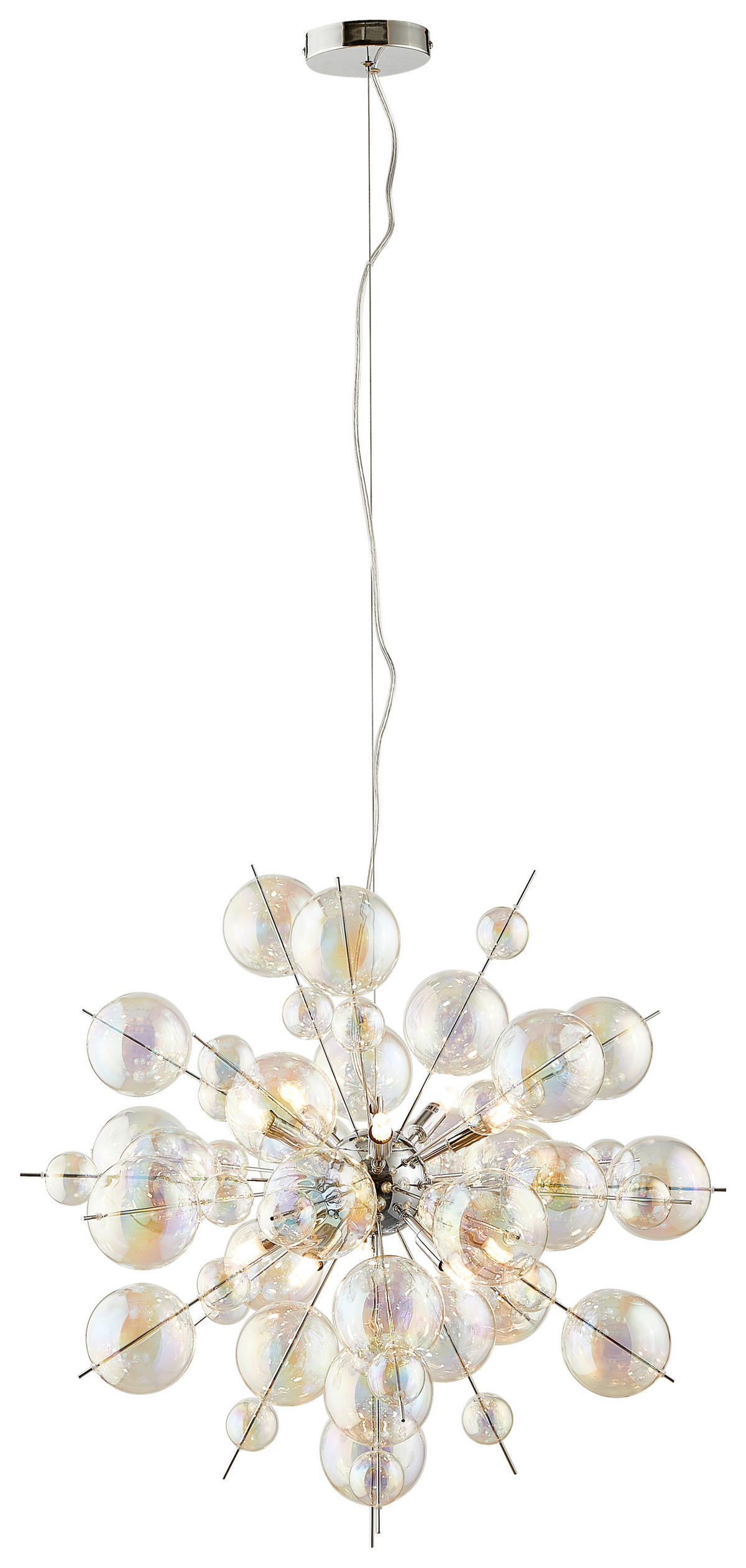 HÄNGELEUCHTE Explosion 65/150 cm   - Chromfarben, Trend, Glas/Metall (65/150cm) - Näve